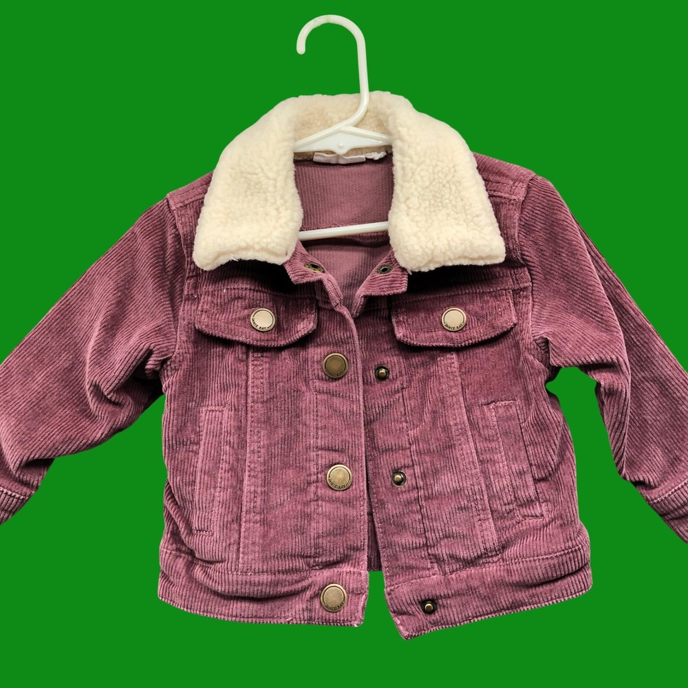Jamie Kay Baby Corduroy Sherpa Collar Trucker Jacket Plum Mauve 6-12M 12M